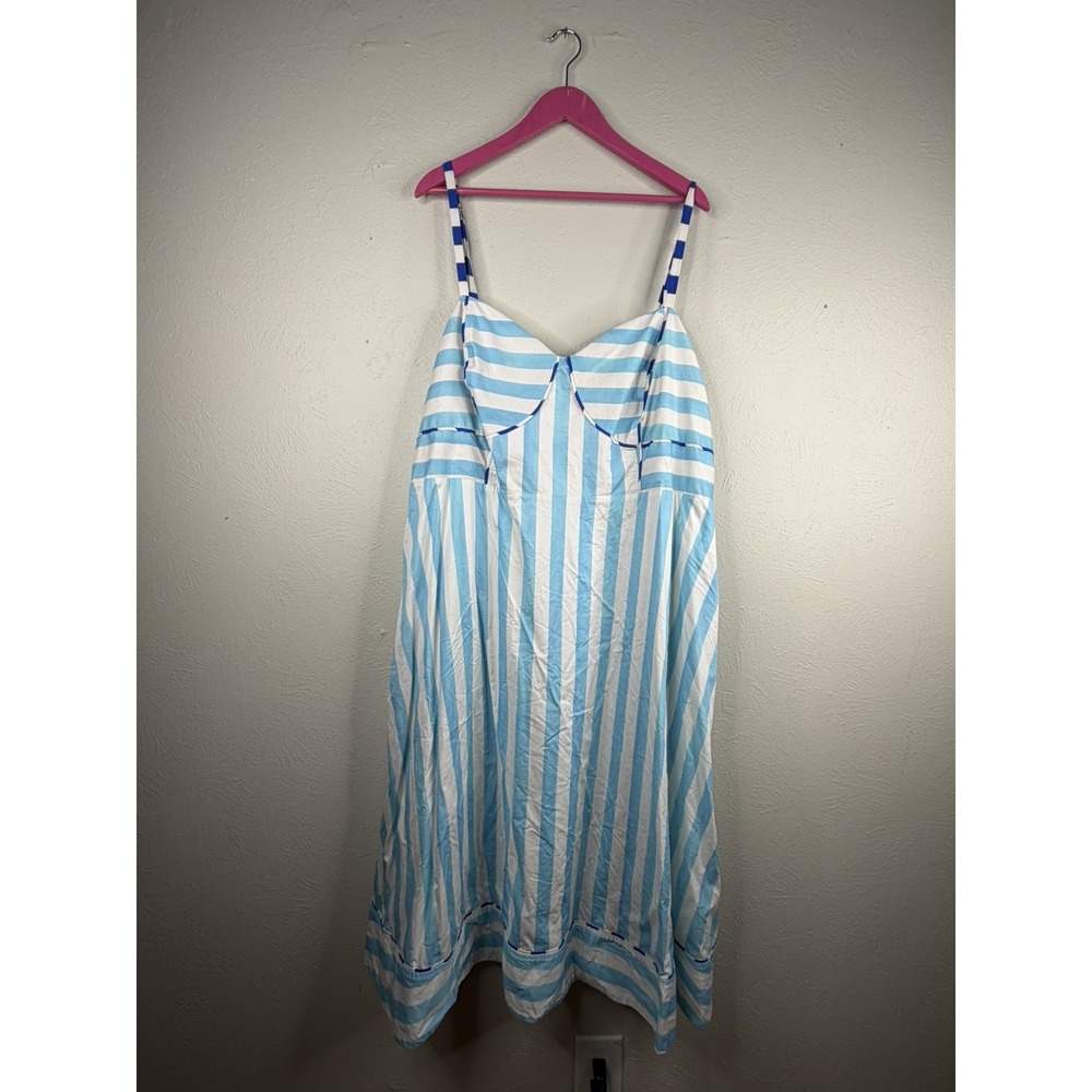 Rachel Antonoff Harper Midi Dress Women's 2x Blue White Painted Over Anthro Plus